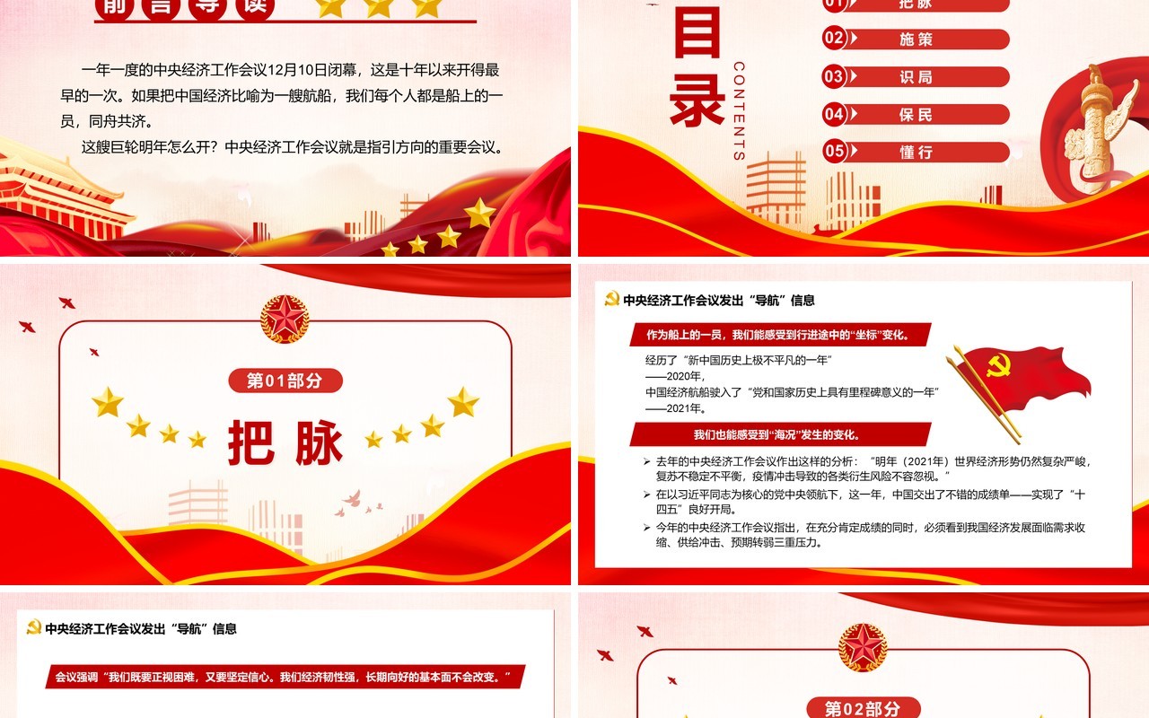 红色中国经济航船明年怎么开PPT模板