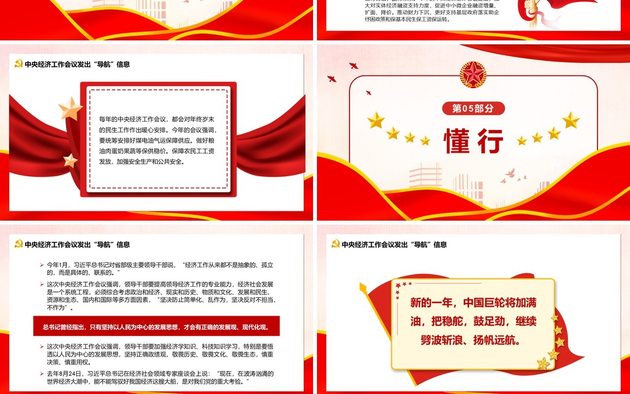 红色中国经济航船明年怎么开PPT模板