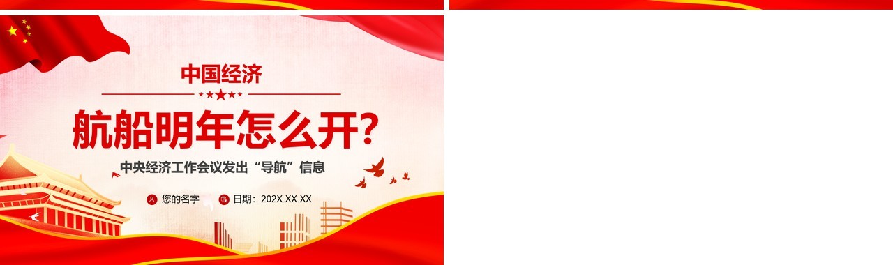 红色中国经济航船明年怎么开PPT模板