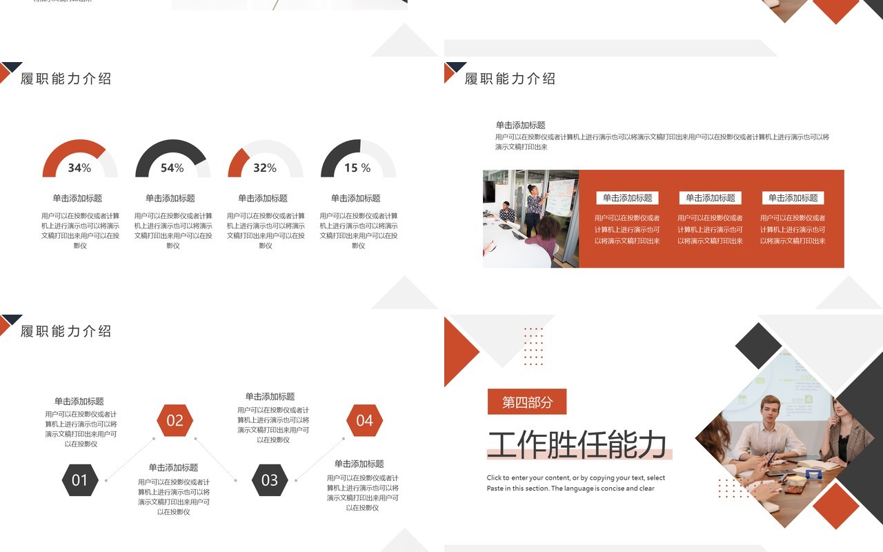 橙色商务风个人岗位竞聘报告PPT模板