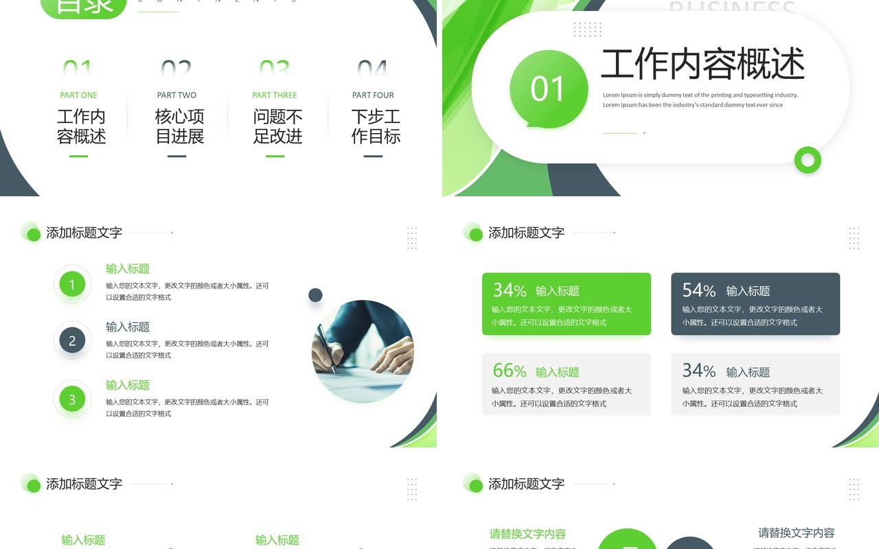 绿色商务风2025共创未来工作总结PPT模板