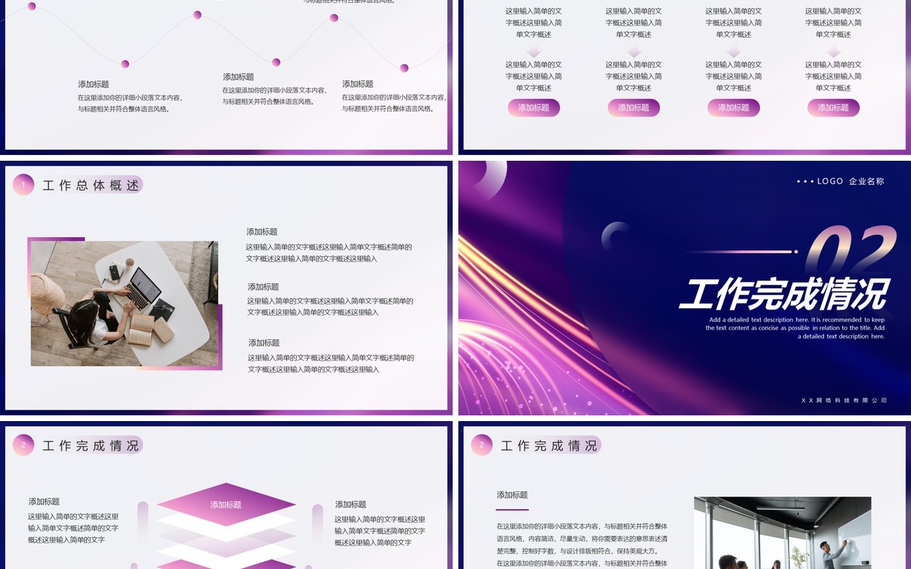 紫色简约风年终述职报告PPT模板
