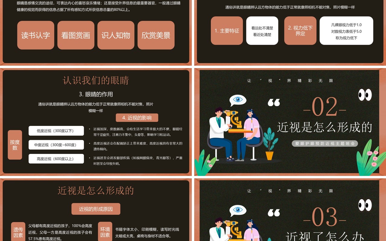 黑板卡通风爱护眼睛从我做起PPT模板