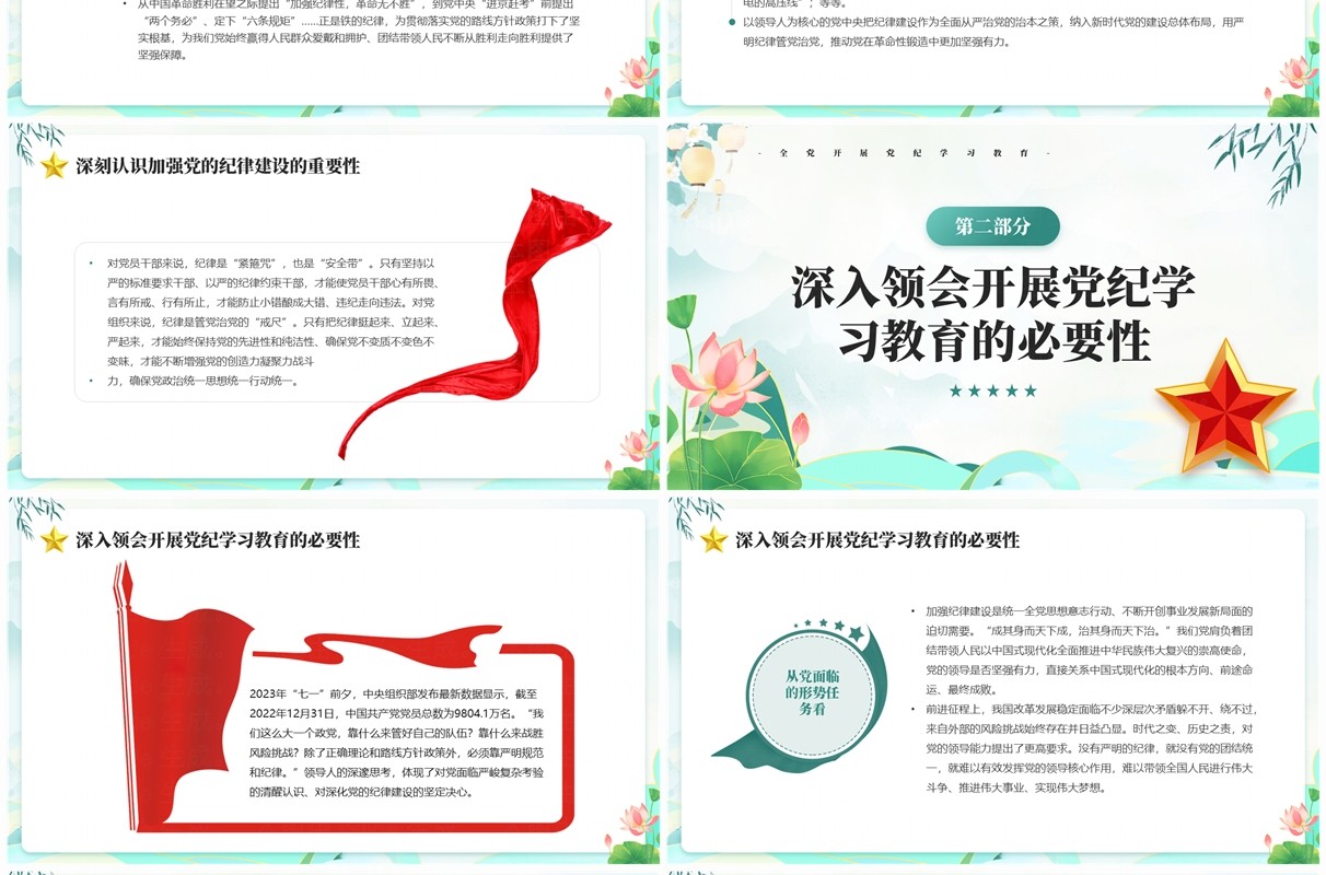 绿色国潮风学纪知纪明纪守纪党纪学习PPT模板