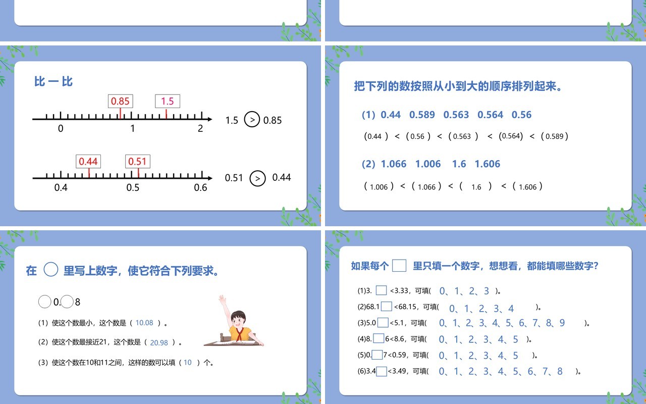 部编版一年级数学上册比大小课件PPT模板