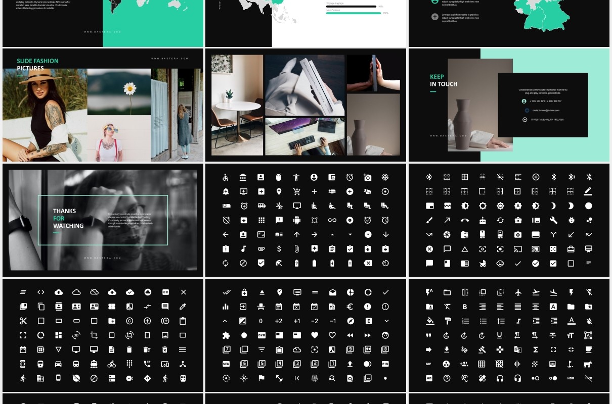 黑色时尚服装销售宣传画册PPT演示模板Bastera Fashion Sale Promo Lookbook Powerpoint