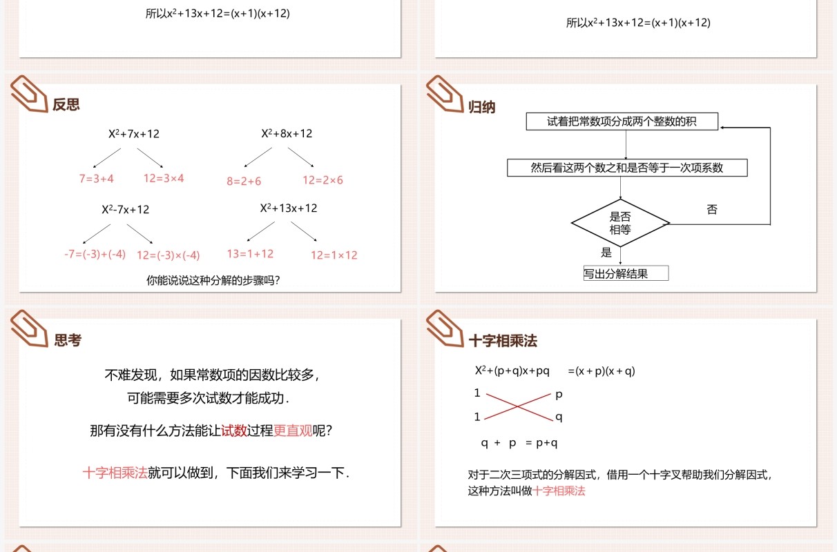 部编版八年级数学上册十字相乘法课件PPT模板