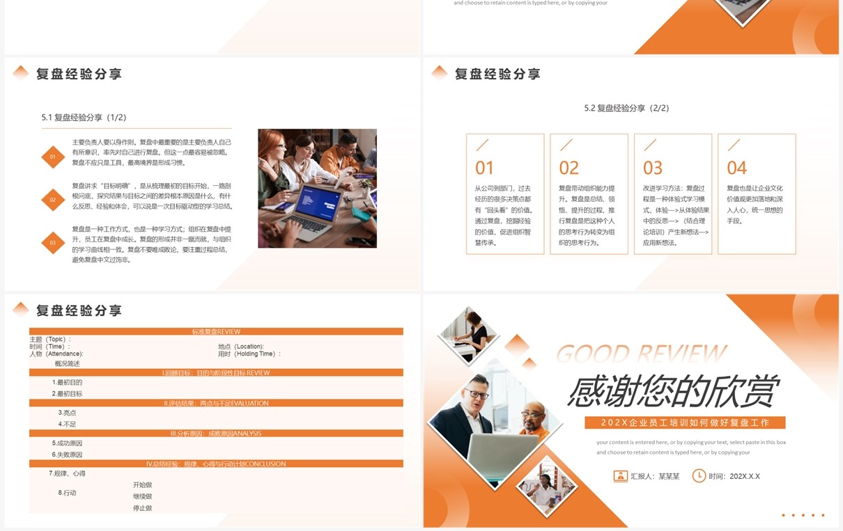 橙色商务风如何做好复盘PPT模板