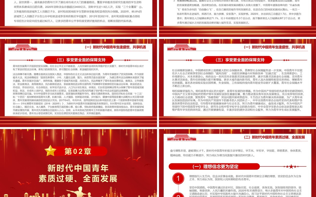 红色大气新时代的中国青年白皮书PPT模板
