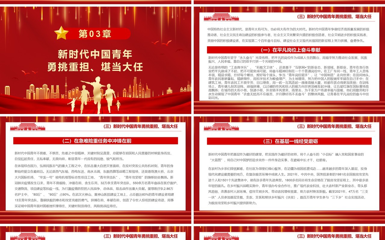 红色大气新时代的中国青年白皮书PPT模板
