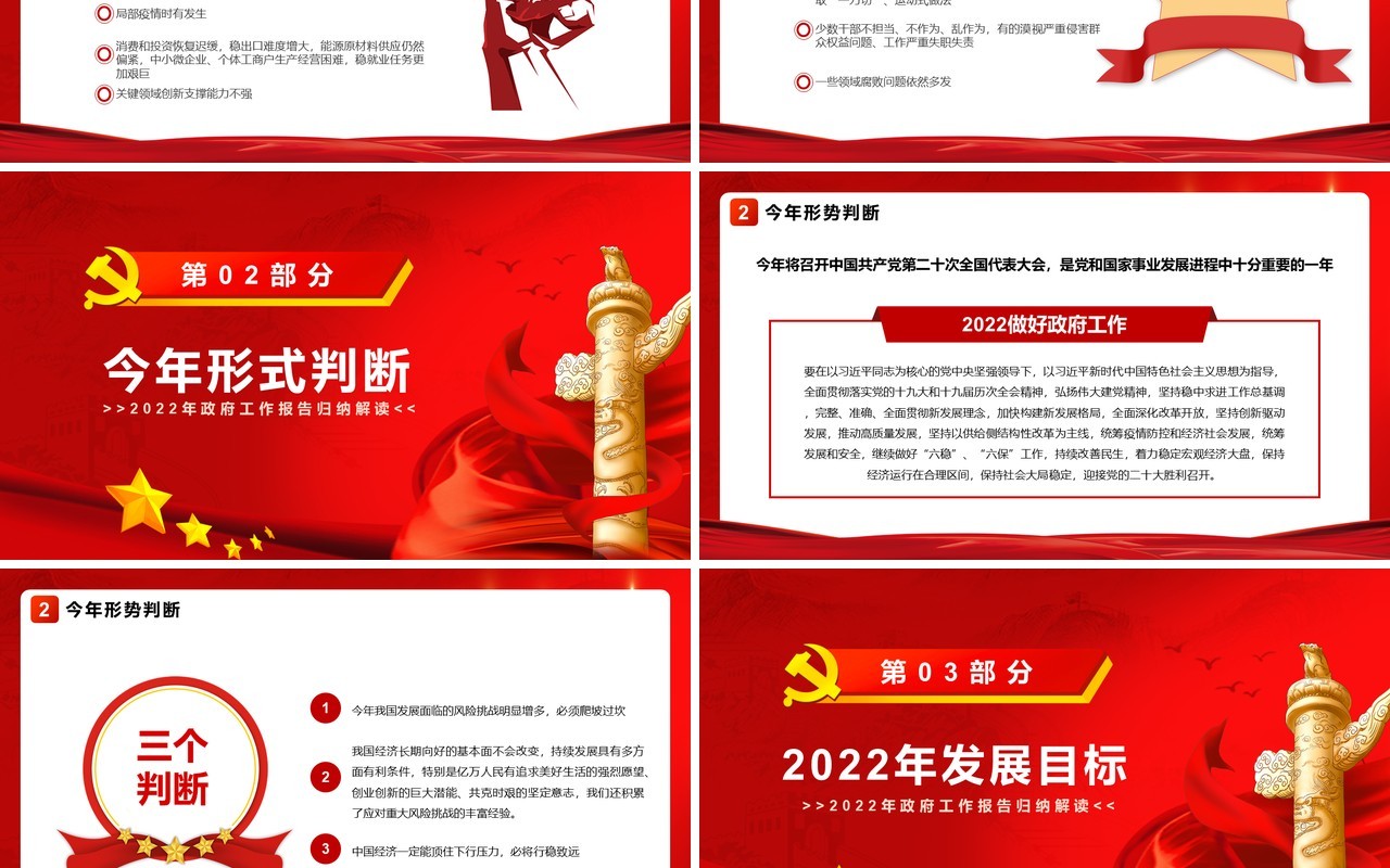 聚焦两会2022年政府工作报告归纳解读PPT模板