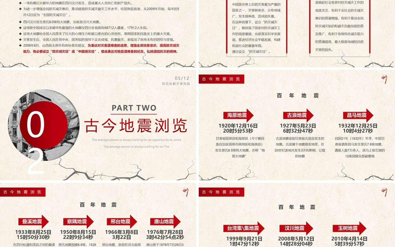 黄色简约全国防灾减灾日安全教育PPT模板