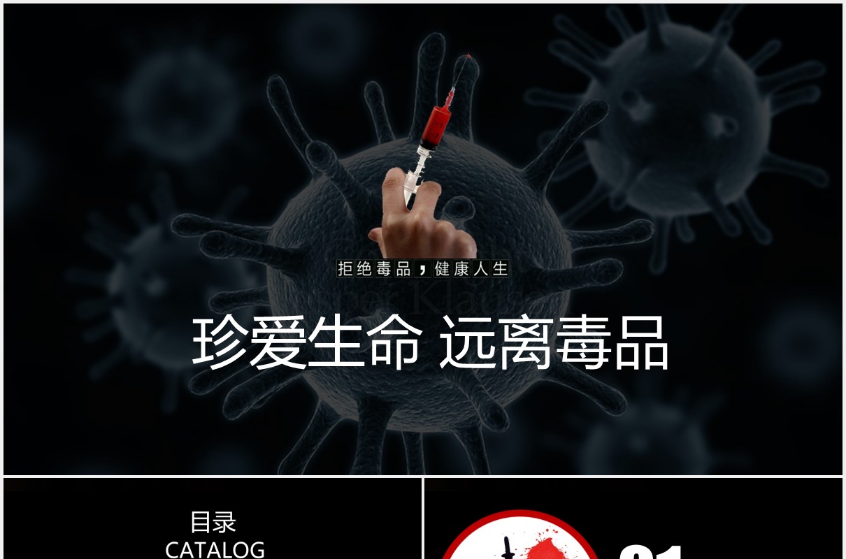 国际禁毒日教育宣传活动PPT模板