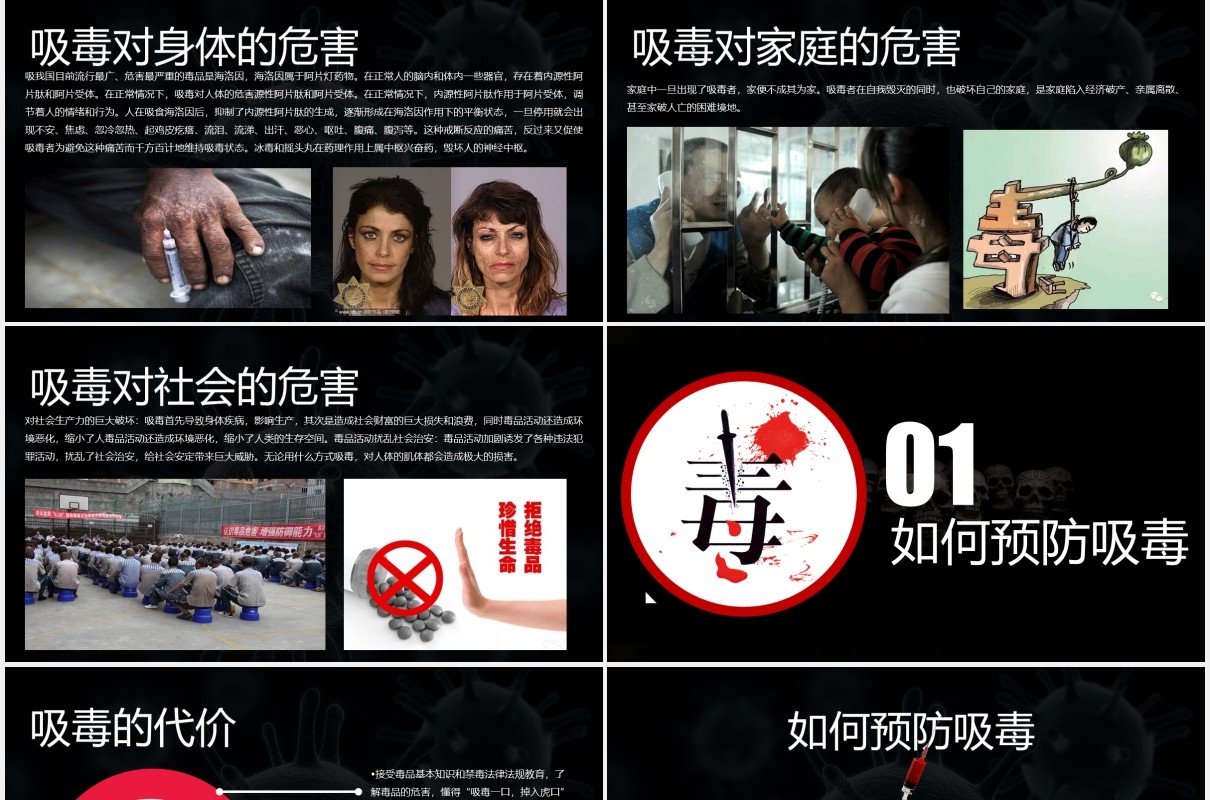 国际禁毒日教育宣传活动PPT模板