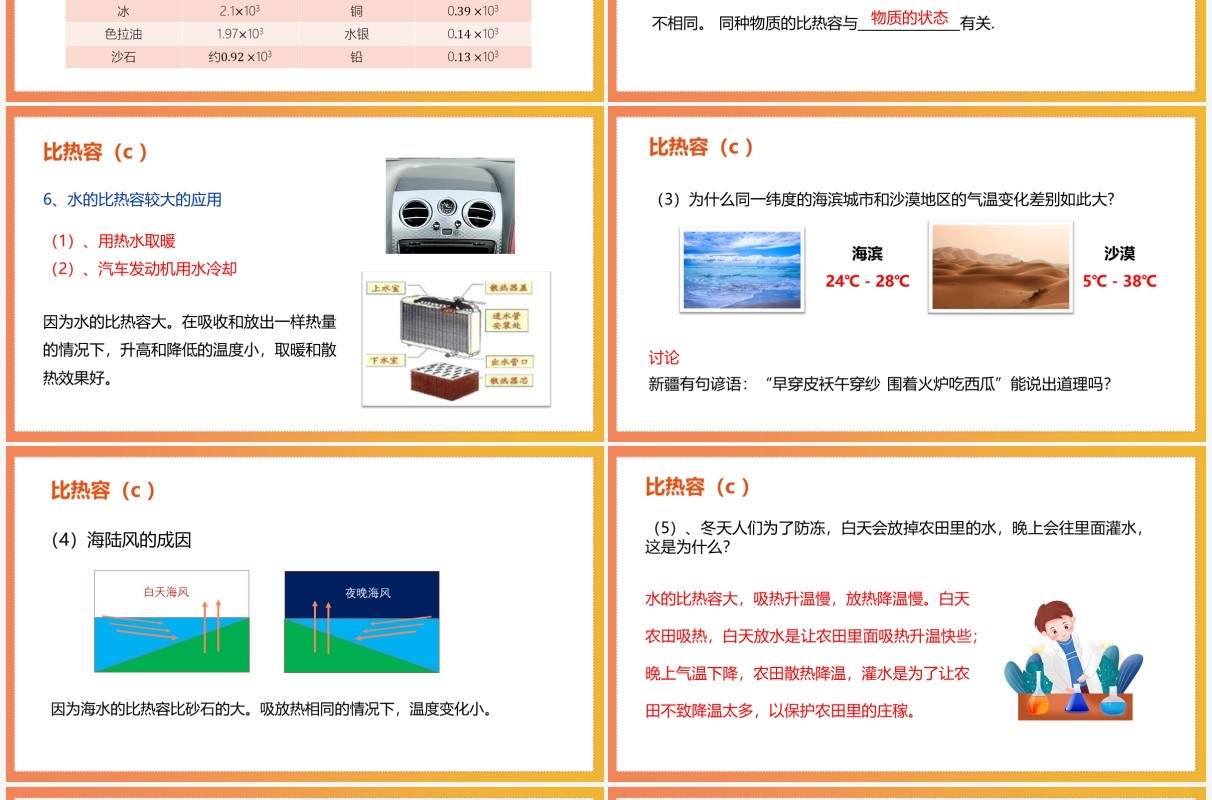 部编版九年级物理比热容课件PPT模板