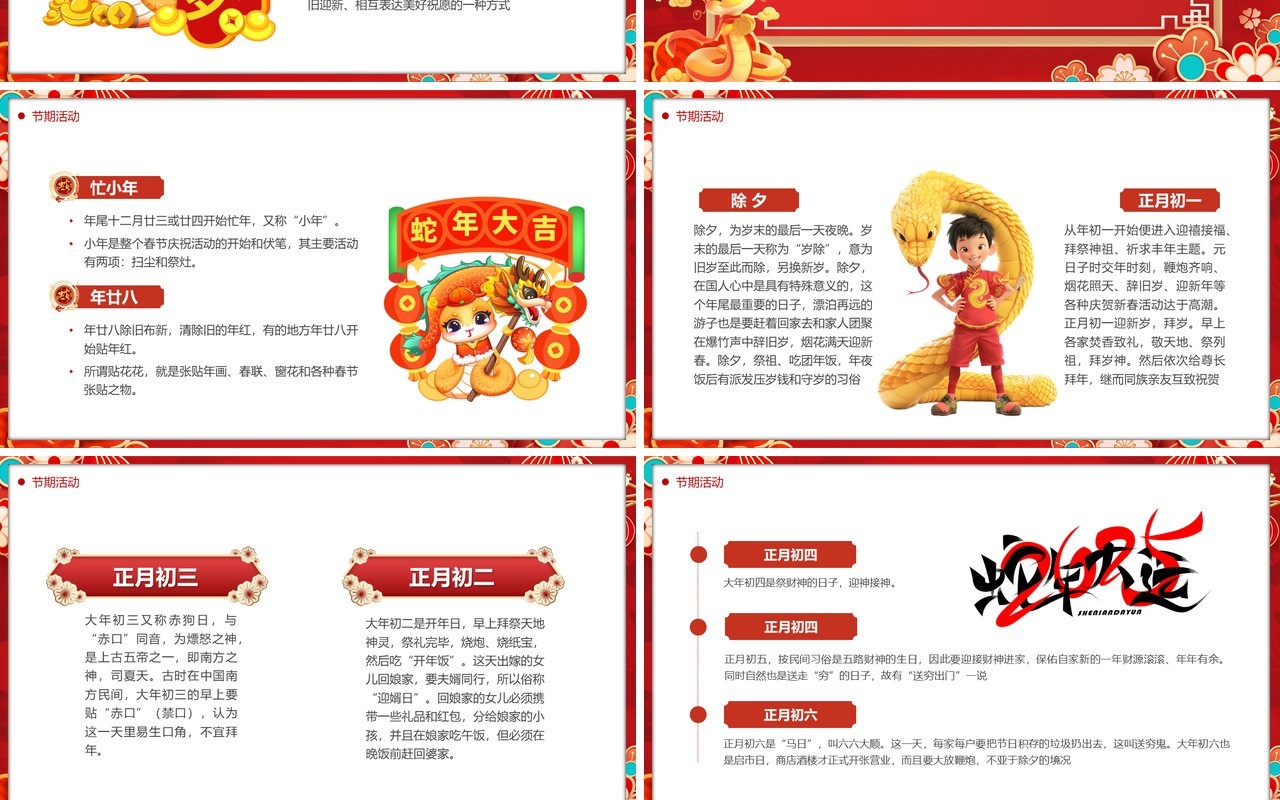 红色中国风2025春节习俗大赏PPT模版