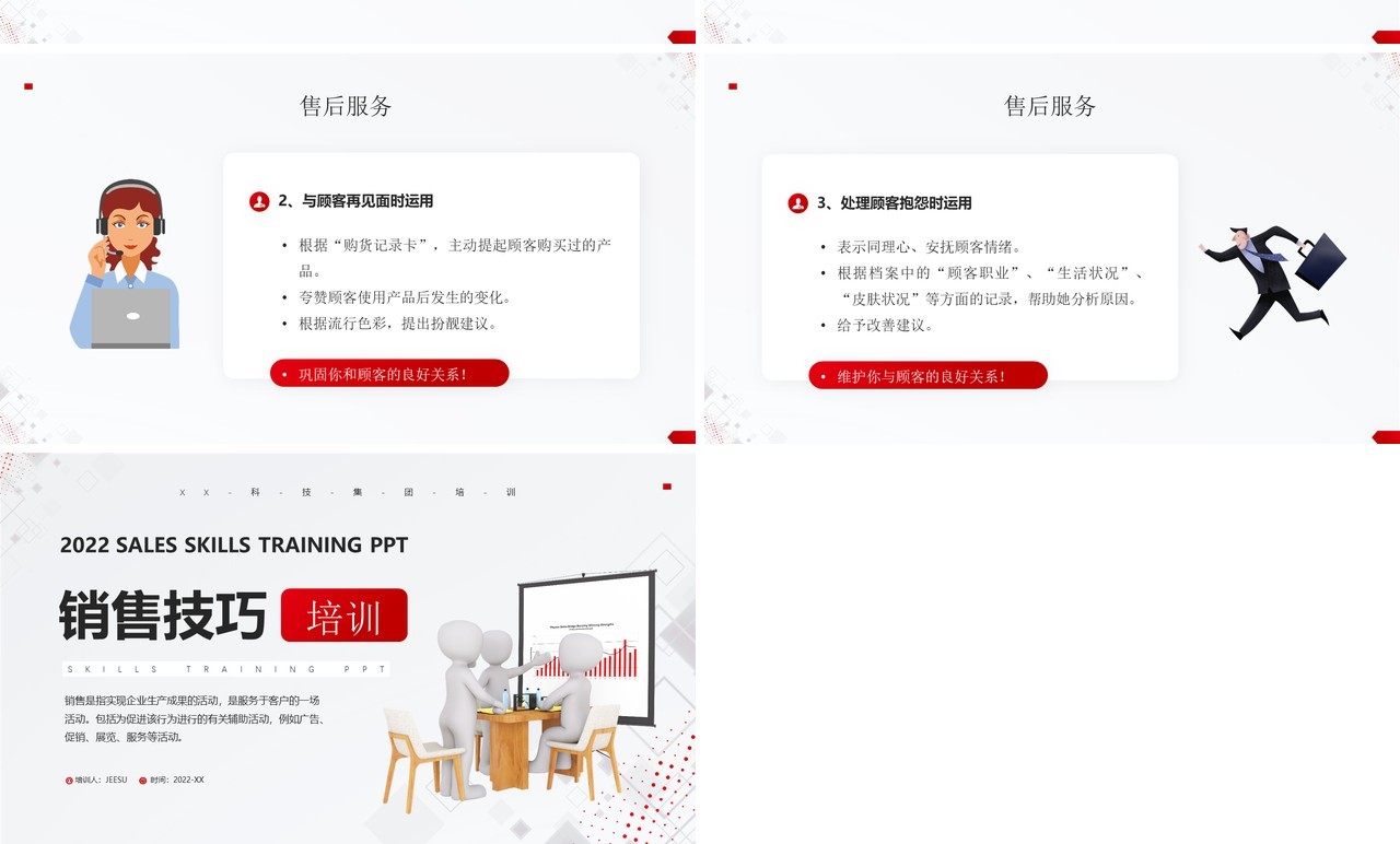 红色商务风销售技巧培训PPT模板