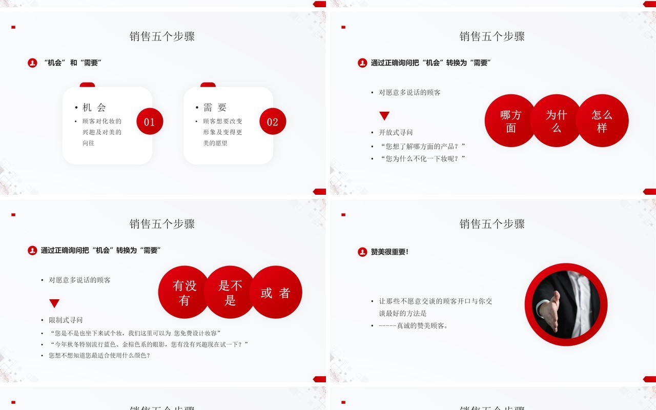 红色商务风销售技巧培训PPT模板