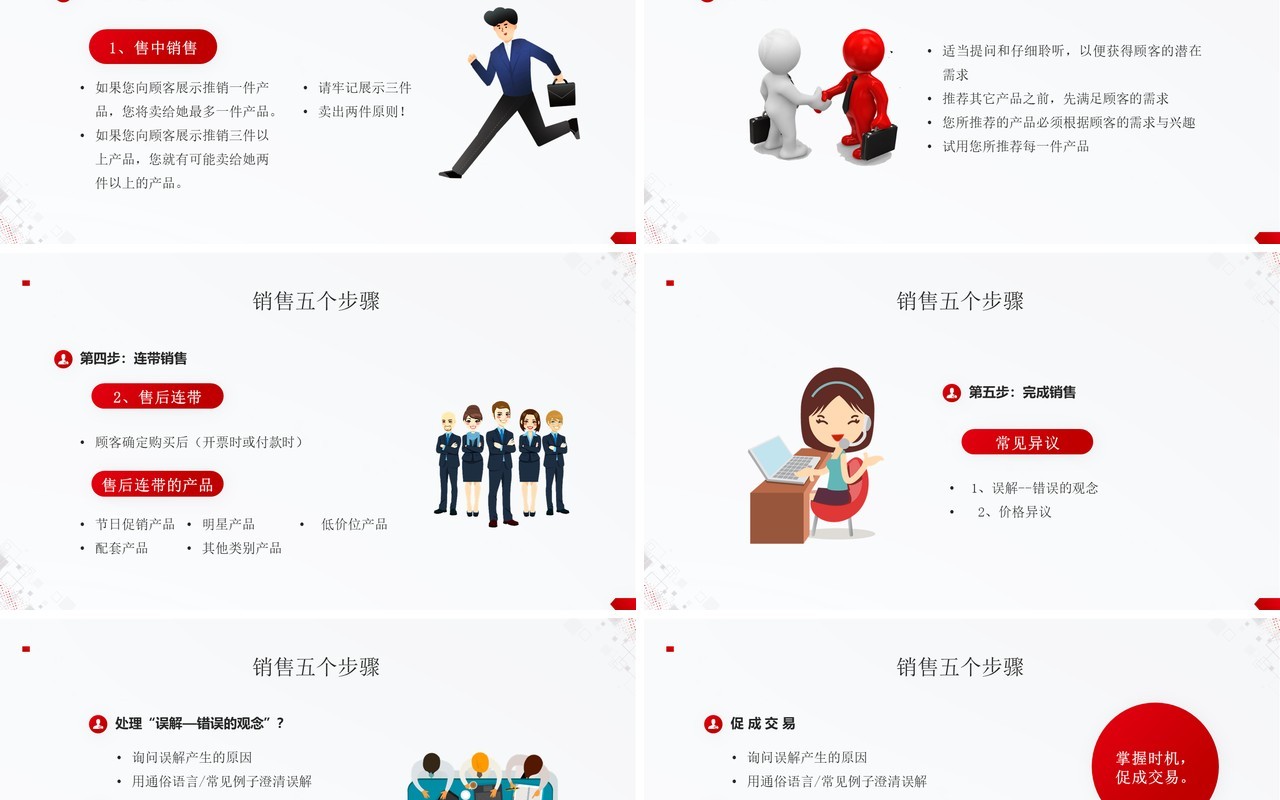 红色商务风销售技巧培训PPT模板