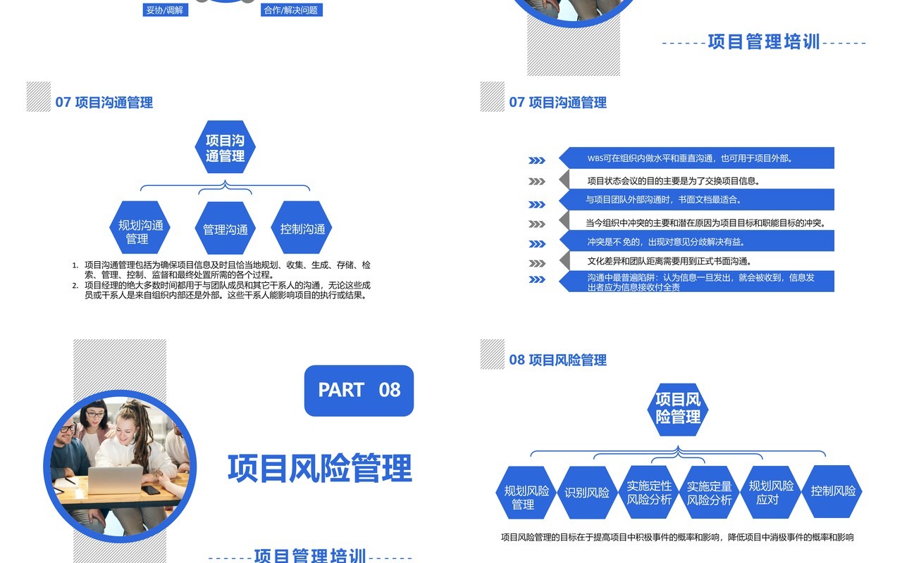 商务风项目管理十大知识领域企业培训PPT模板