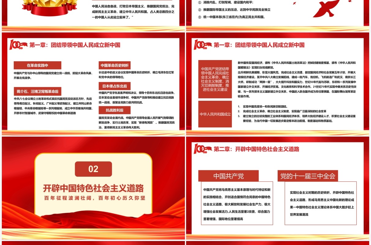 红色党政风百年初心历久弥坚百年征程波澜壮阔教育培训通用动态PPT模板
