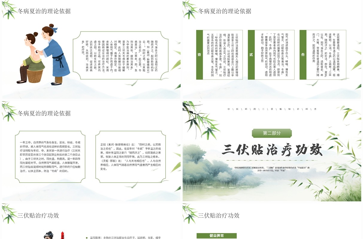 绿色中国风冬病夏治三伏贴PPT模板