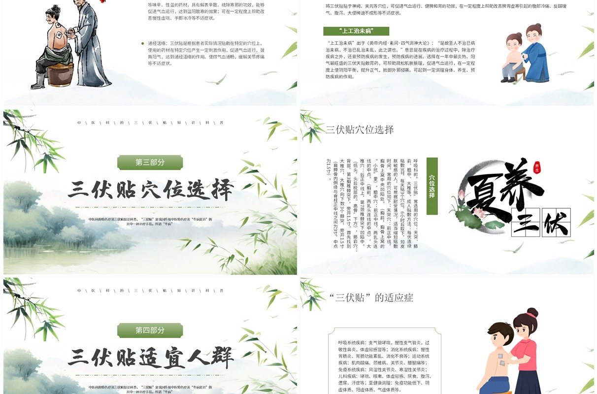 绿色中国风冬病夏治三伏贴PPT模板