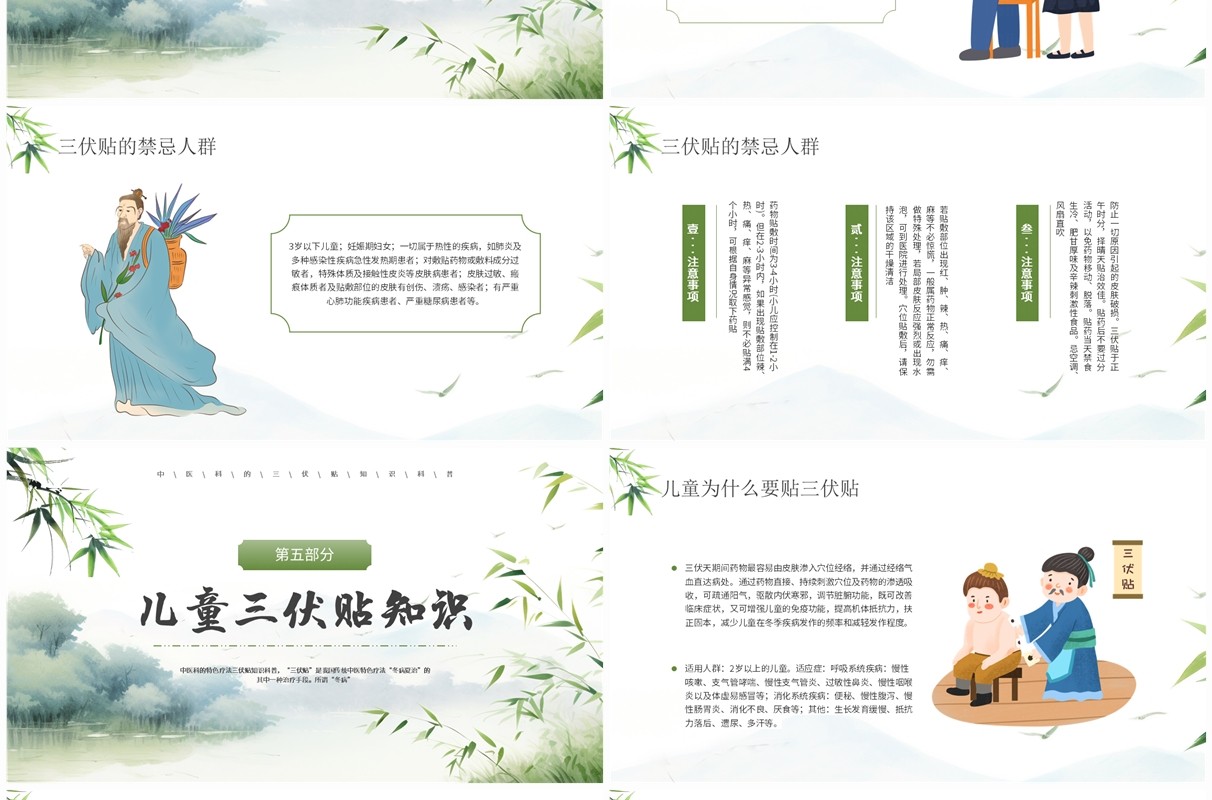 绿色中国风冬病夏治三伏贴PPT模板