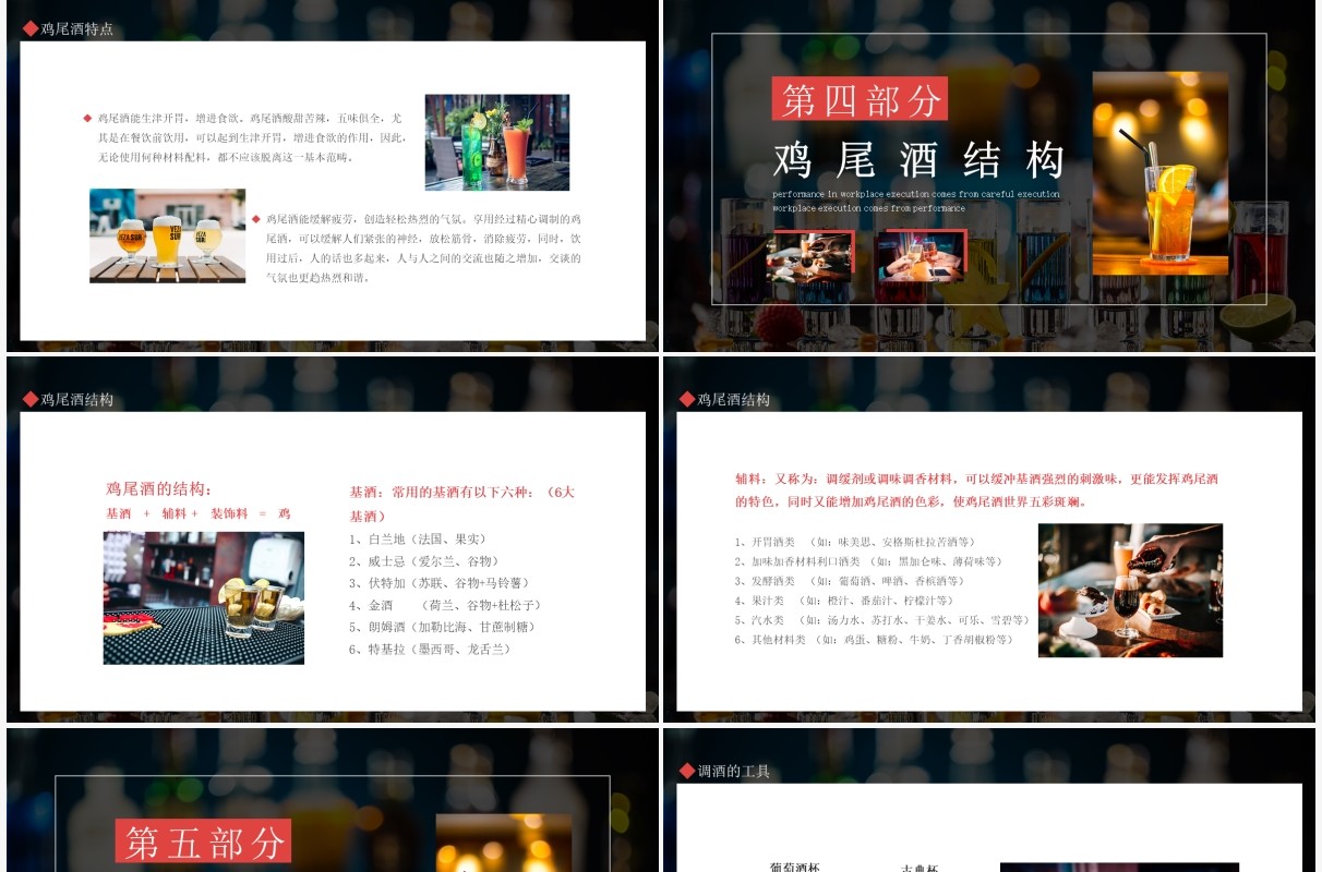 鸡尾酒调制实用调酒师培训动态PPT模板