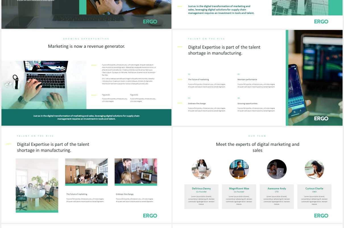 高端简约商业计划报告PPT模板ergo business pitch powerpoint template