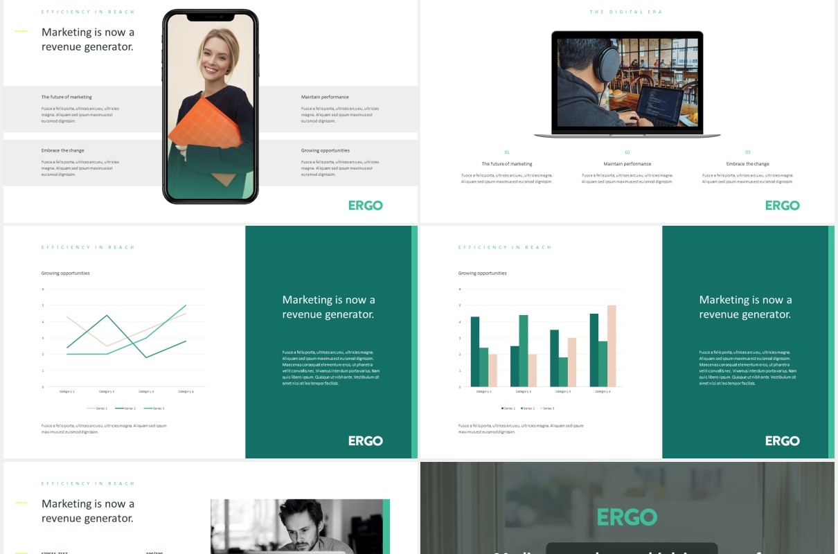 高端简约商业计划报告PPT模板ergo business pitch powerpoint template