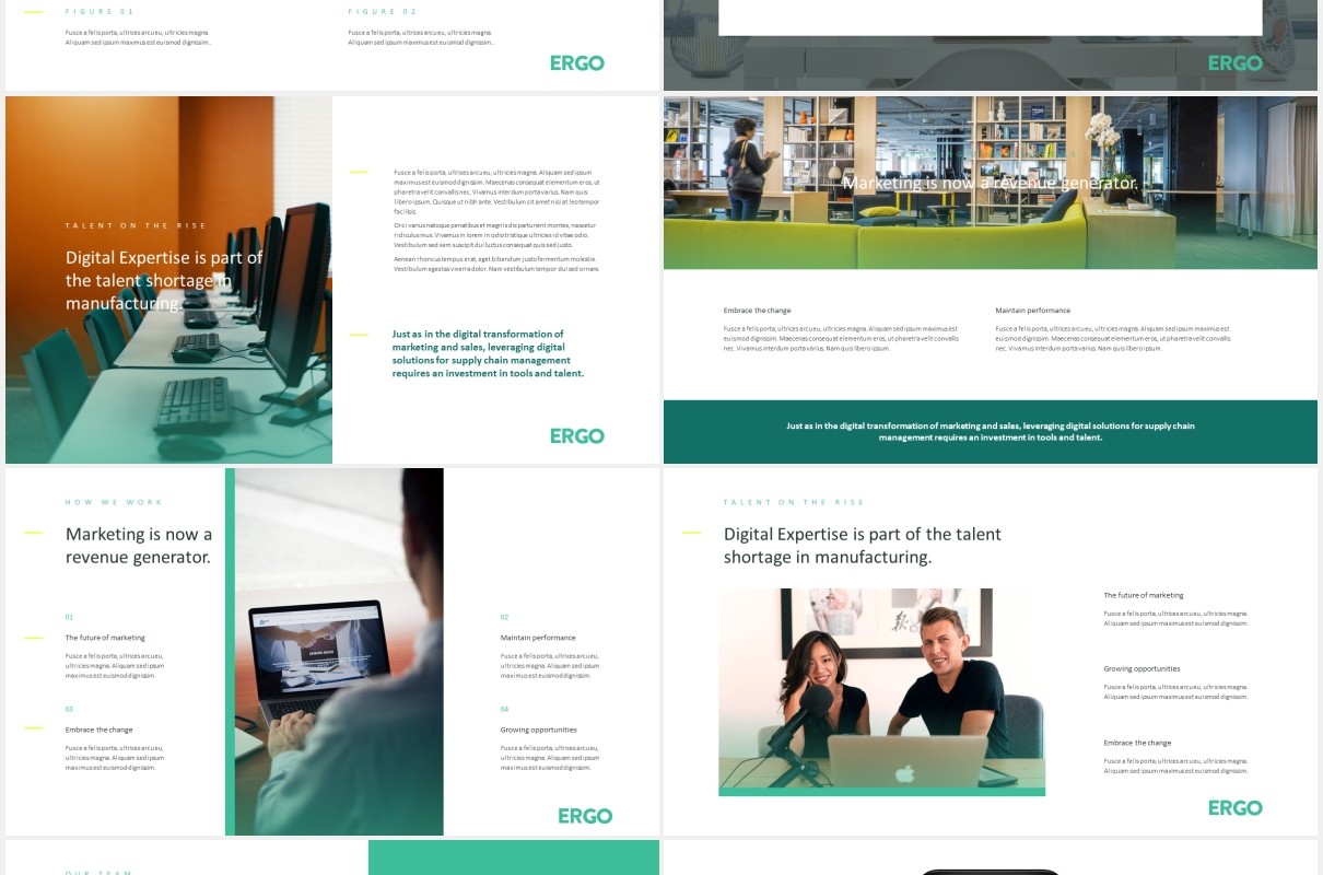 高端简约商业计划报告PPT模板ergo business pitch powerpoint template