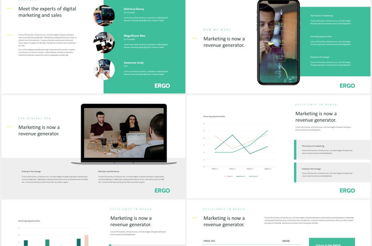 高端简约商业计划报告PPT模板ergo business pitch powerpoint template