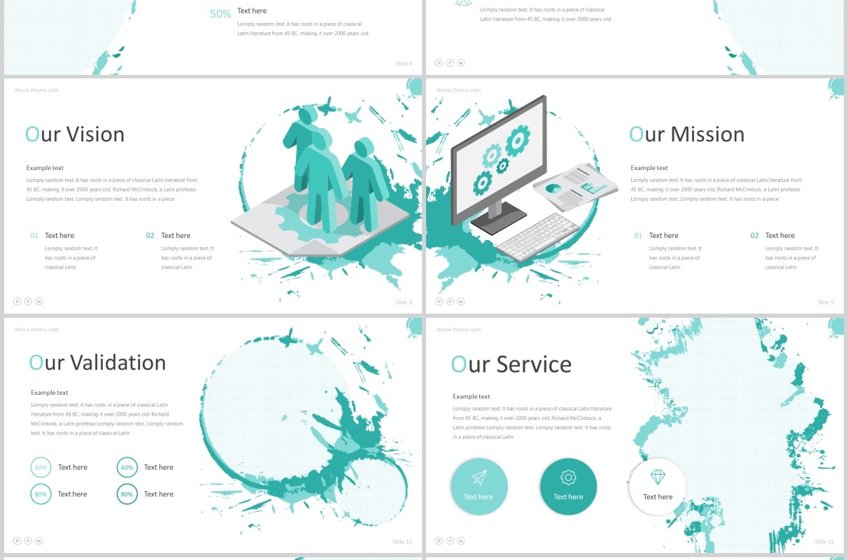 创意水墨圆形排版工作汇报产品宣传PPT模板Amox - Powerpoint Template
