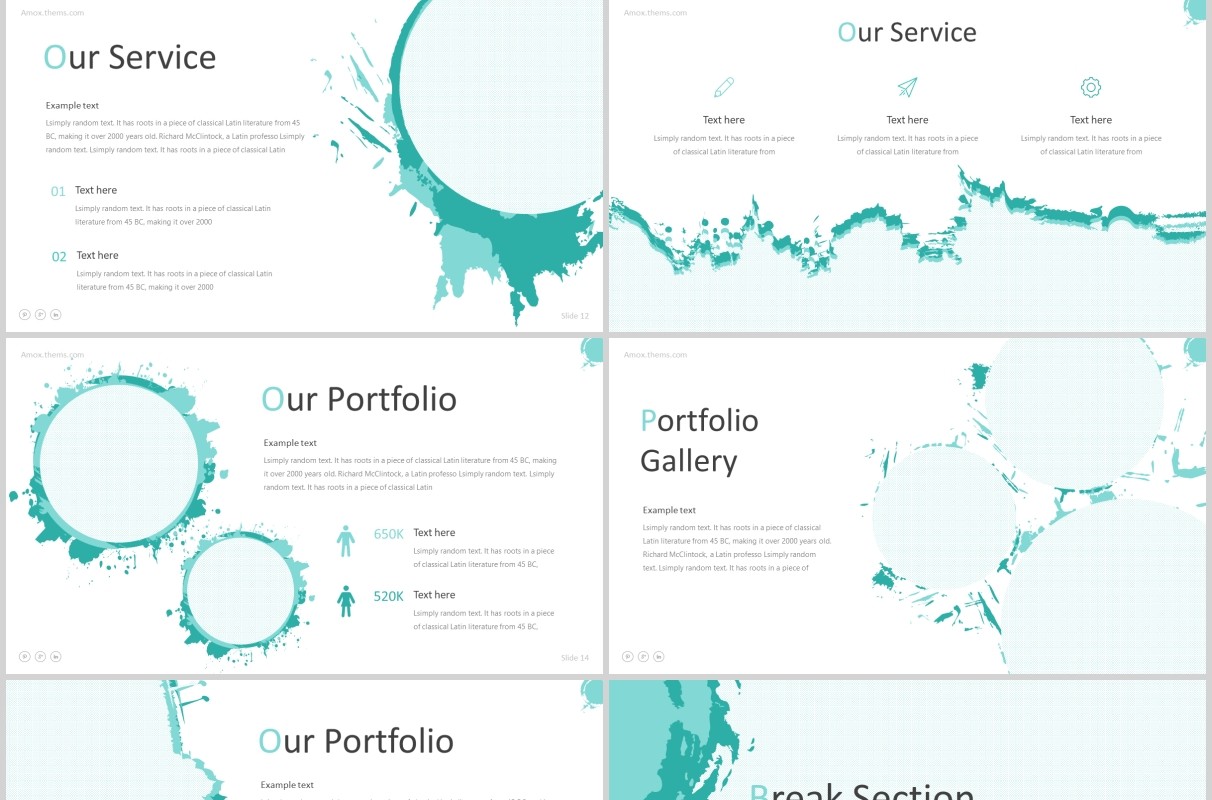 创意水墨圆形排版工作汇报产品宣传PPT模板Amox - Powerpoint Template