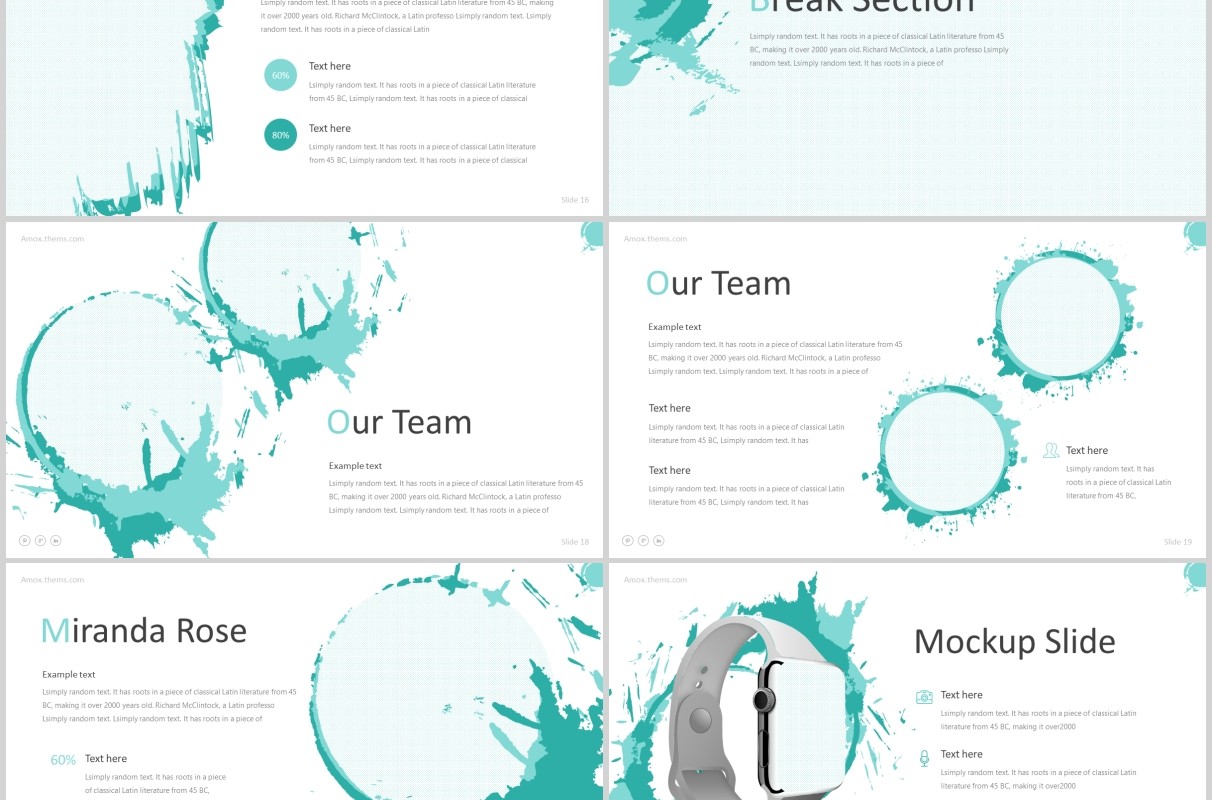 创意水墨圆形排版工作汇报产品宣传PPT模板Amox - Powerpoint Template