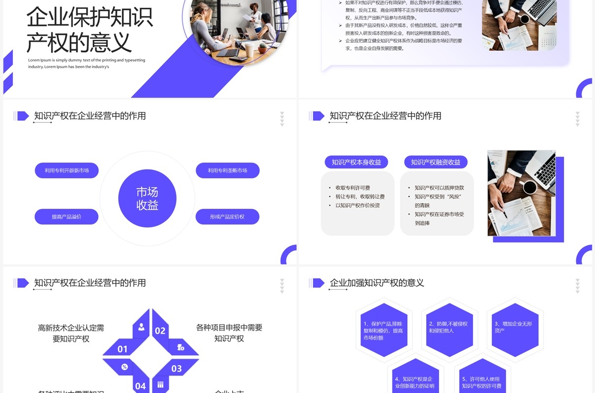 紫色商务风企业知识产权培训讲座PPT模板