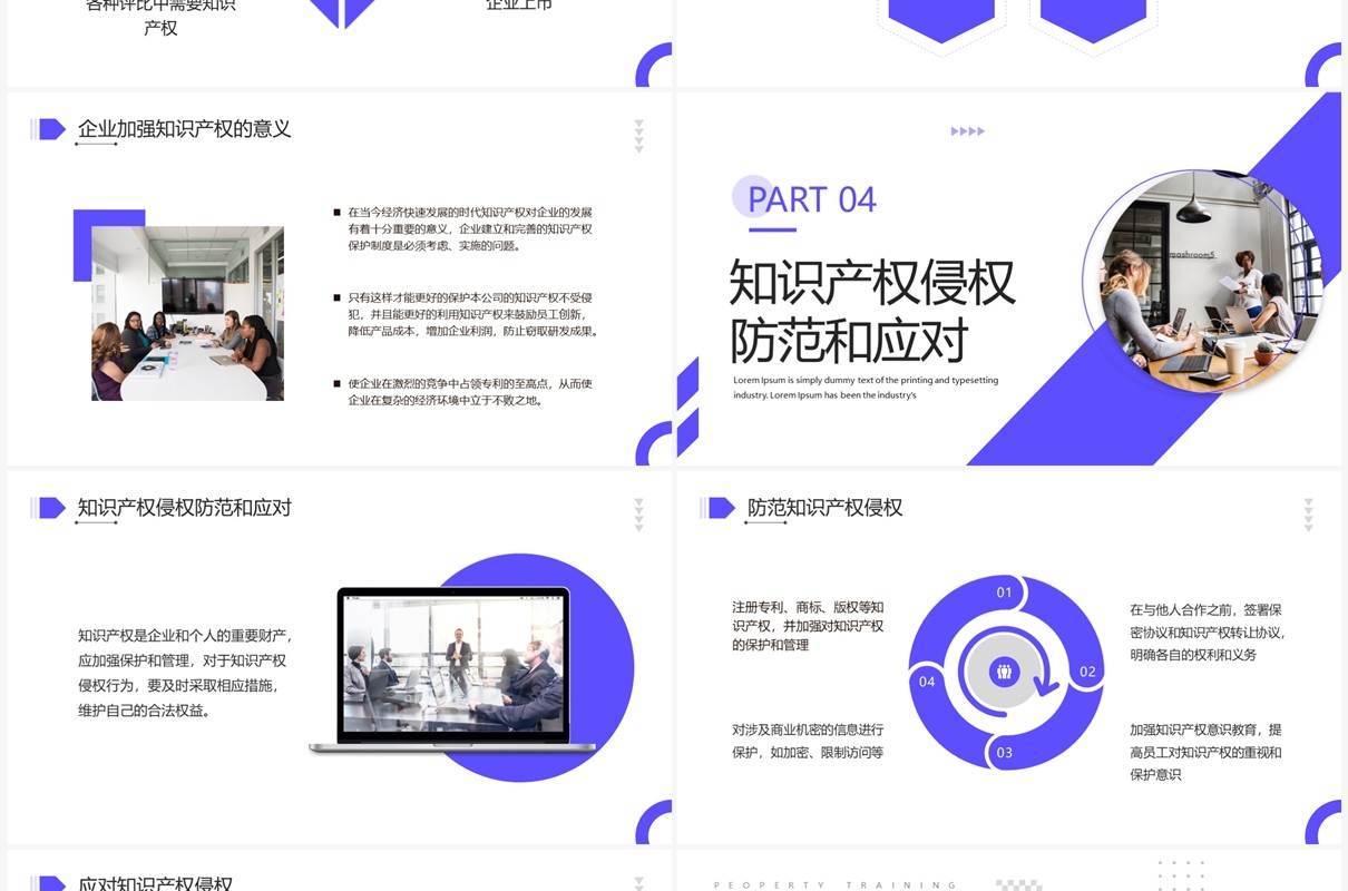 紫色商务风企业知识产权培训讲座PPT模板