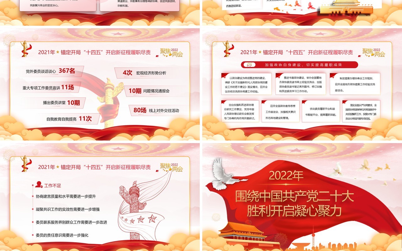 聚焦2022全国两会工作报名重点内容学习PPT模板