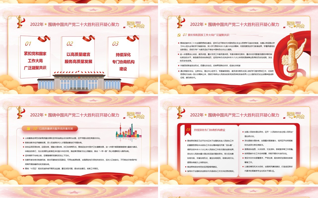 聚焦2022全国两会工作报名重点内容学习PPT模板