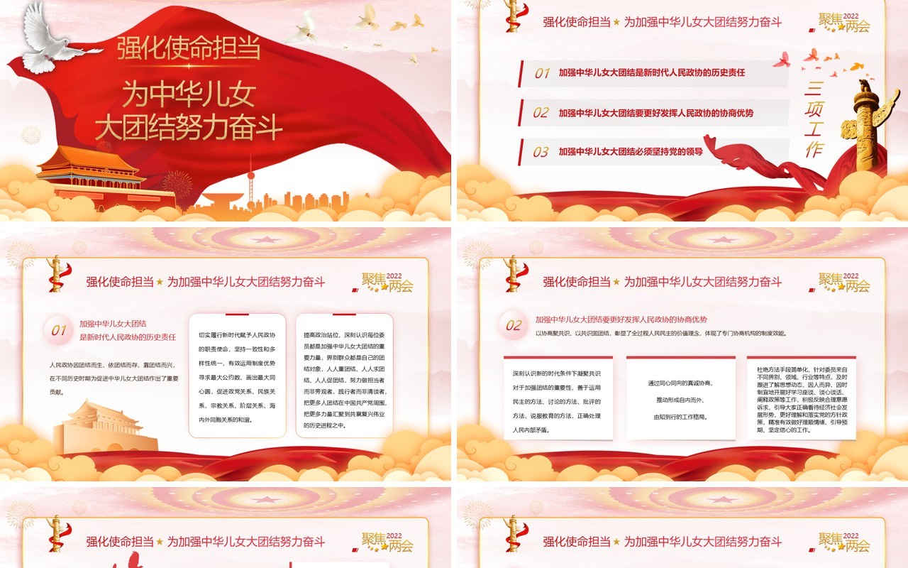 聚焦2022全国两会工作报名重点内容学习PPT模板