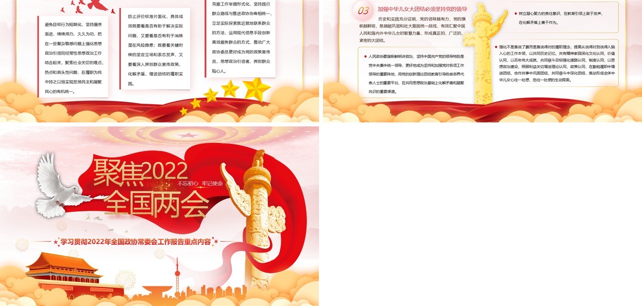 聚焦2022全国两会工作报名重点内容学习PPT模板