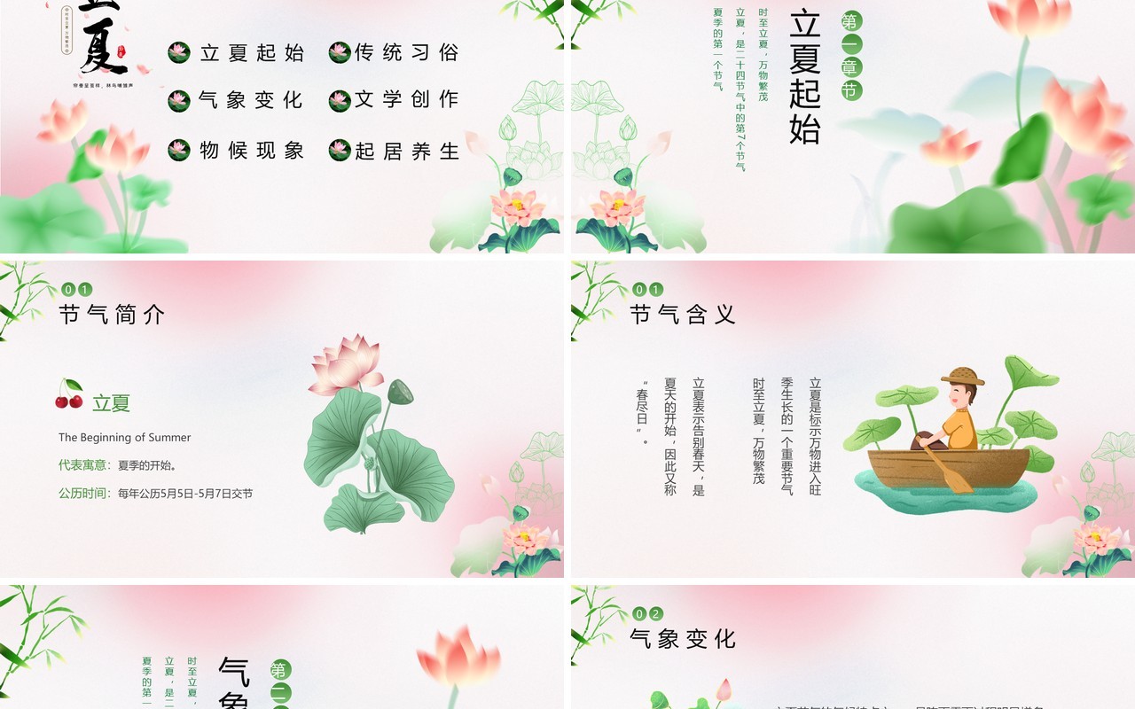 粉色清新风二十四节气之立夏PPT模板