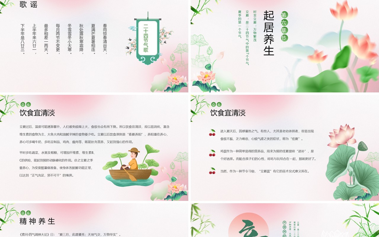 粉色清新风二十四节气之立夏PPT模板