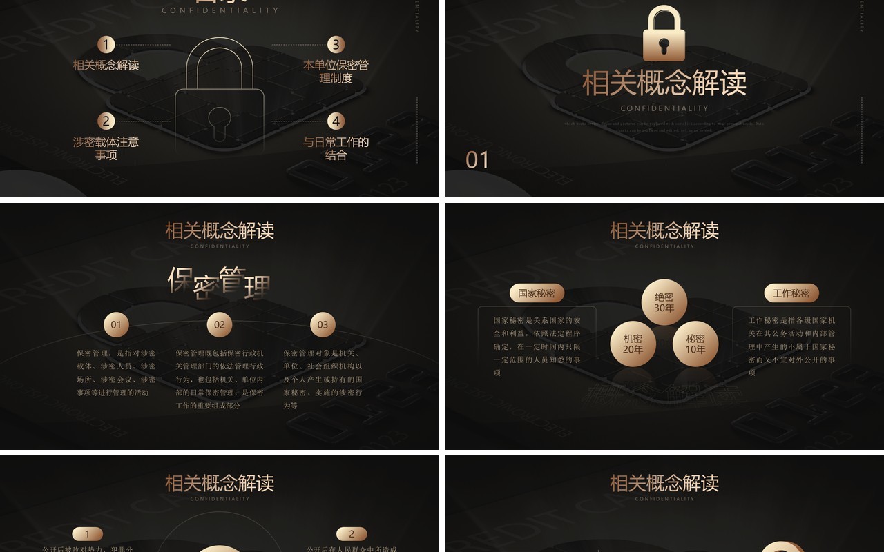 黑金简约风保密管理及注意事项PPT模板