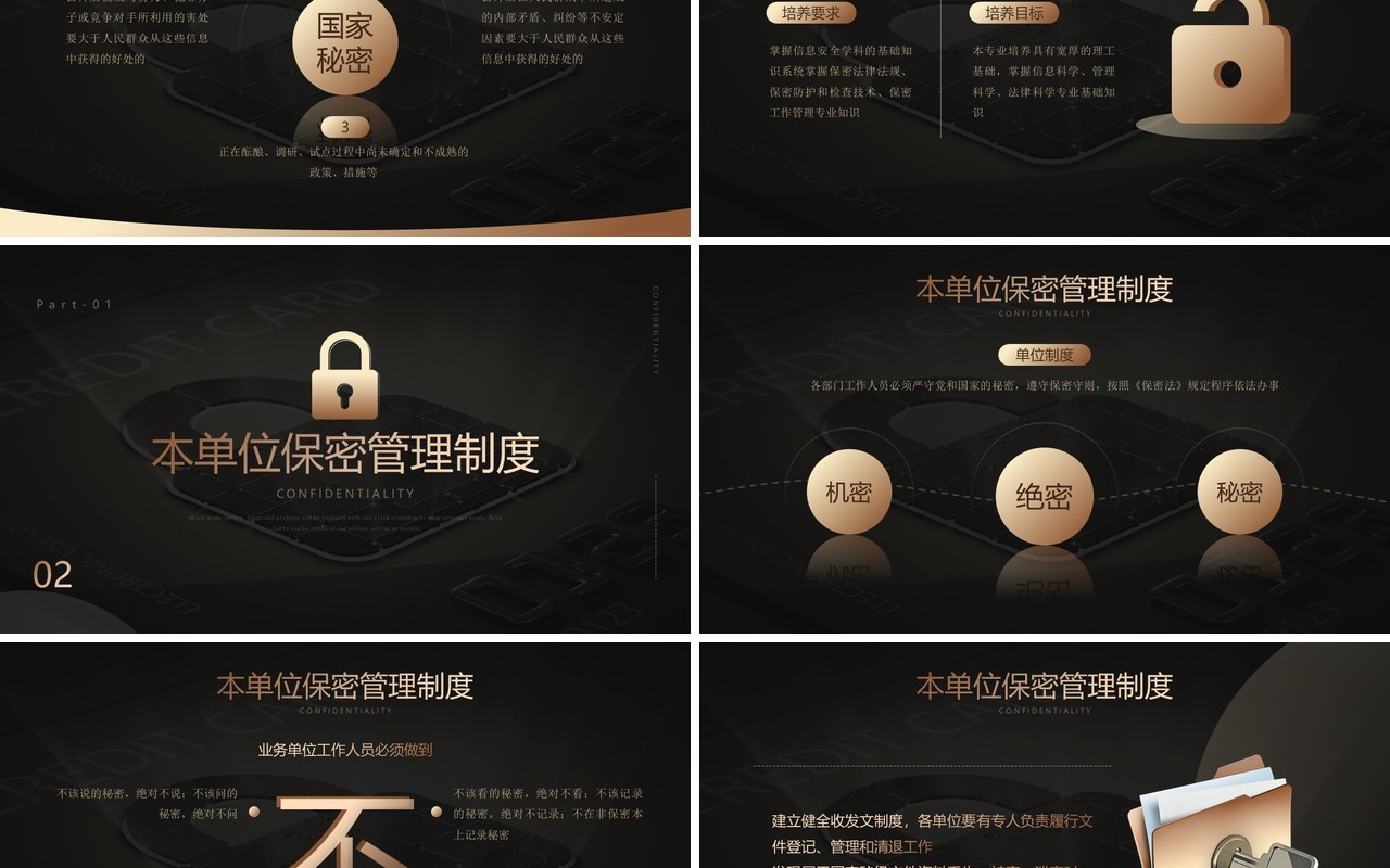 黑金简约风保密管理及注意事项PPT模板