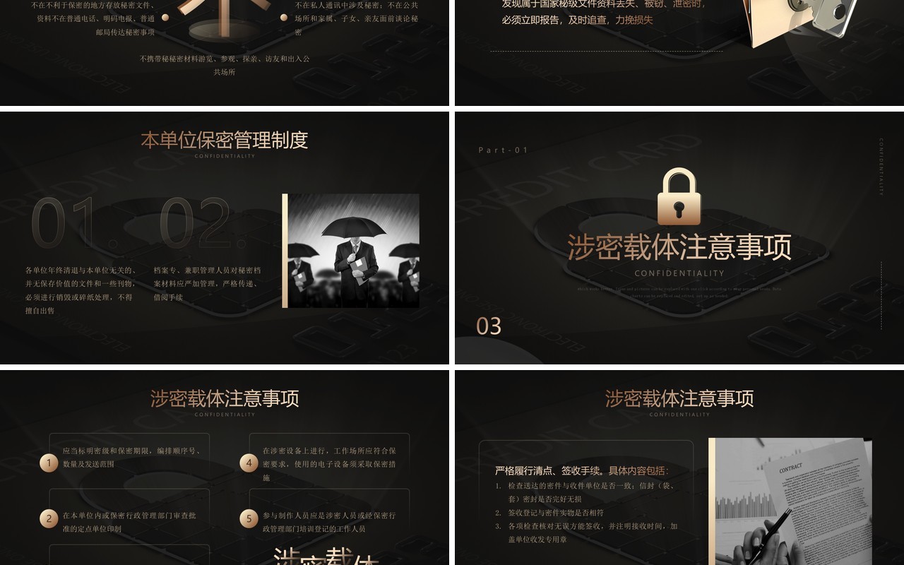 黑金简约风保密管理及注意事项PPT模板
