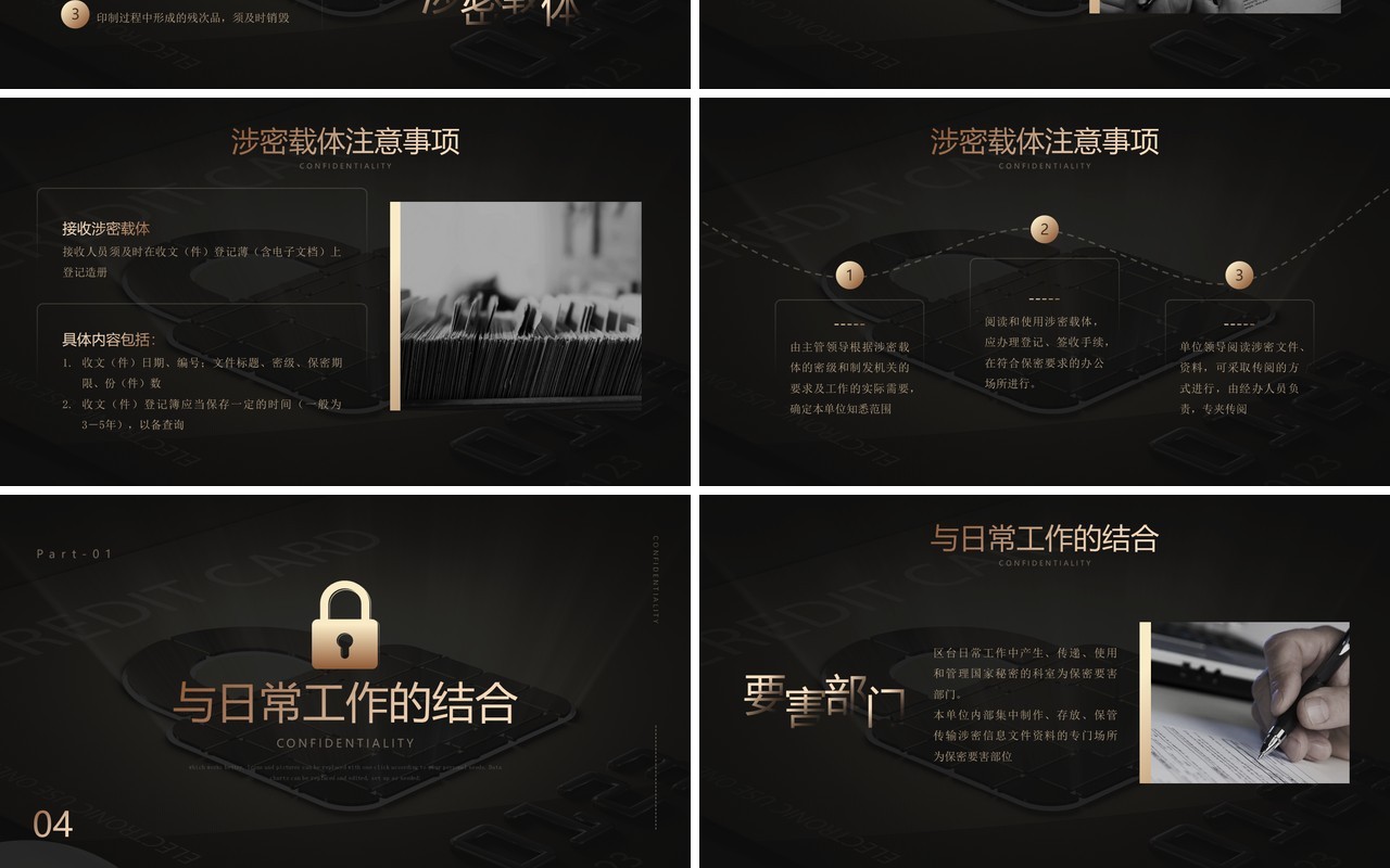 黑金简约风保密管理及注意事项PPT模板