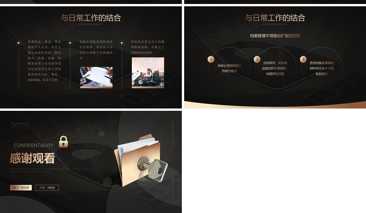 黑金简约风保密管理及注意事项PPT模板
