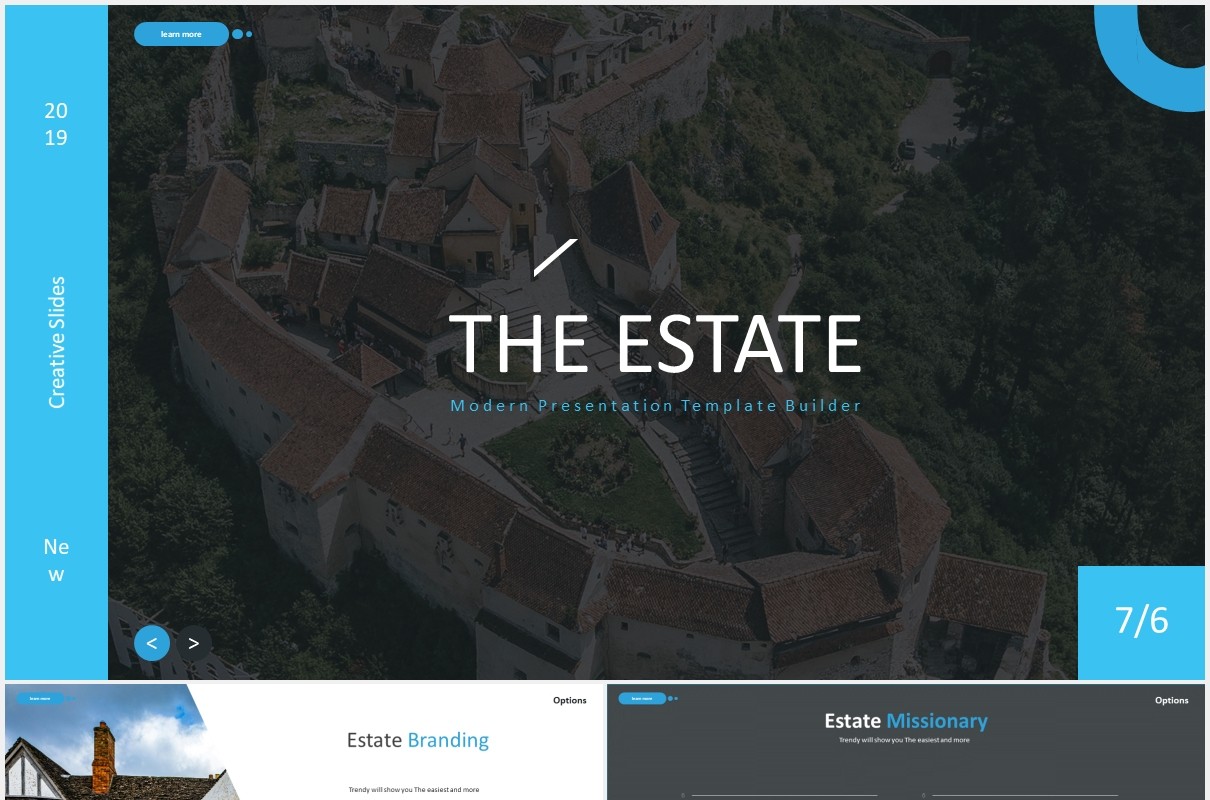 旅游景点宣传图片排版国外PPT图表模板The Estate - Powerpoint Template